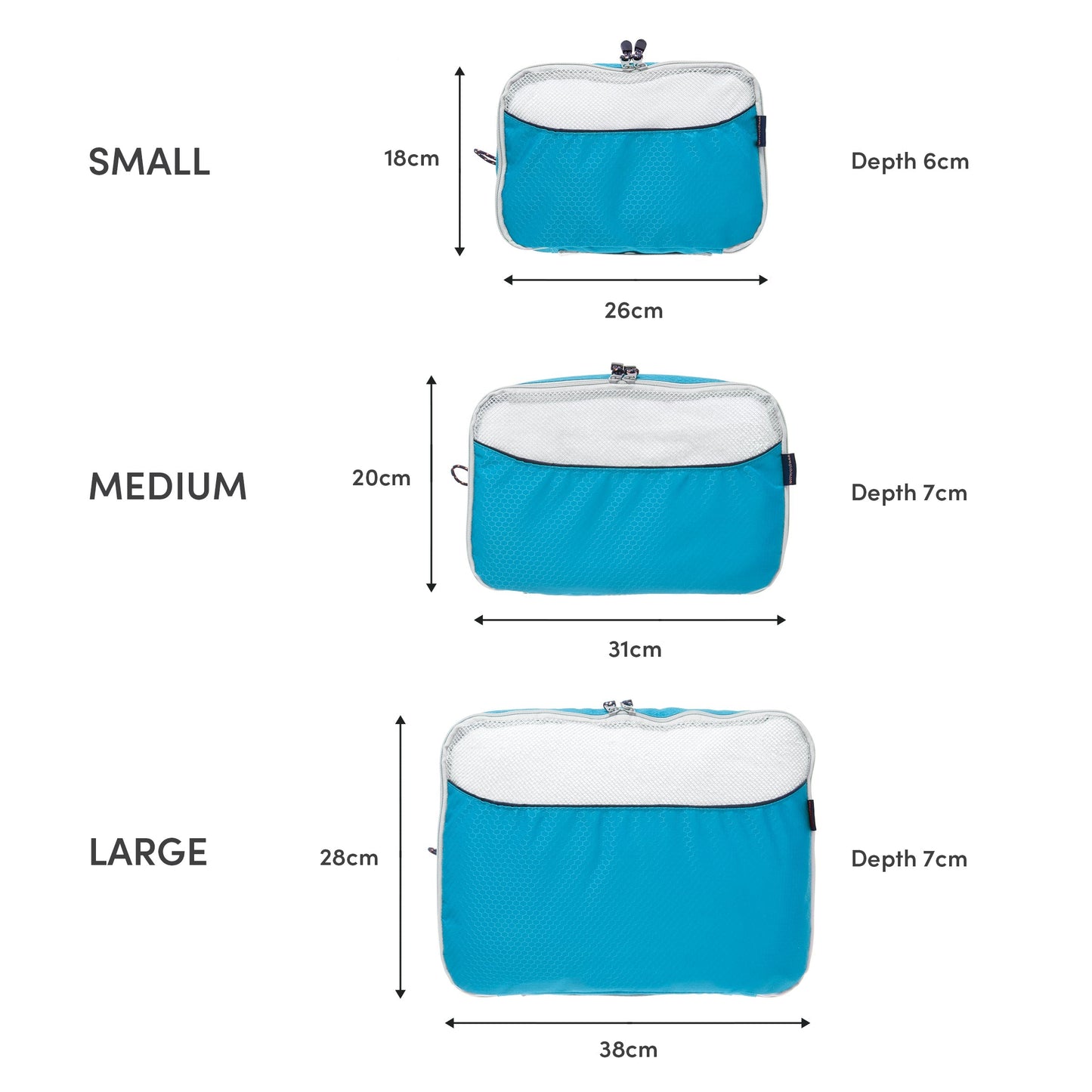 3 Piece Packing Cubes - Blue