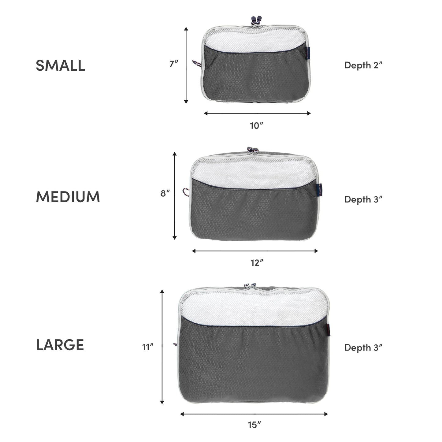 3 Piece Packing Cubes - Grey