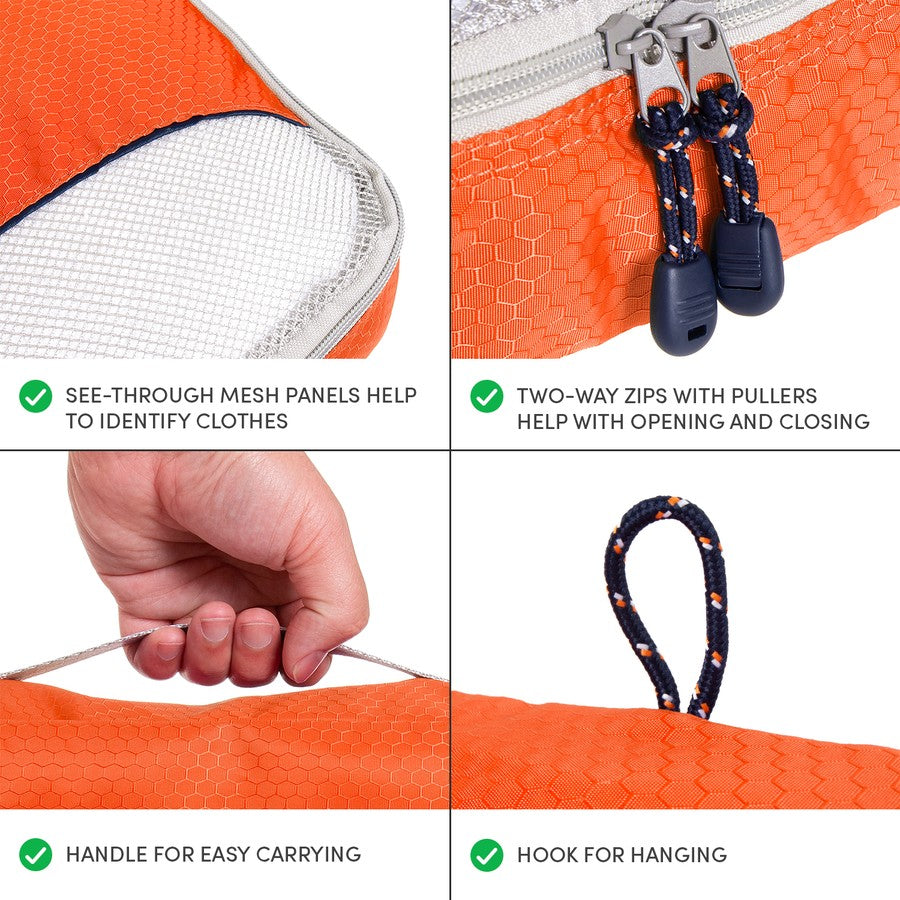 3 Piece Packing Cubes - Orange