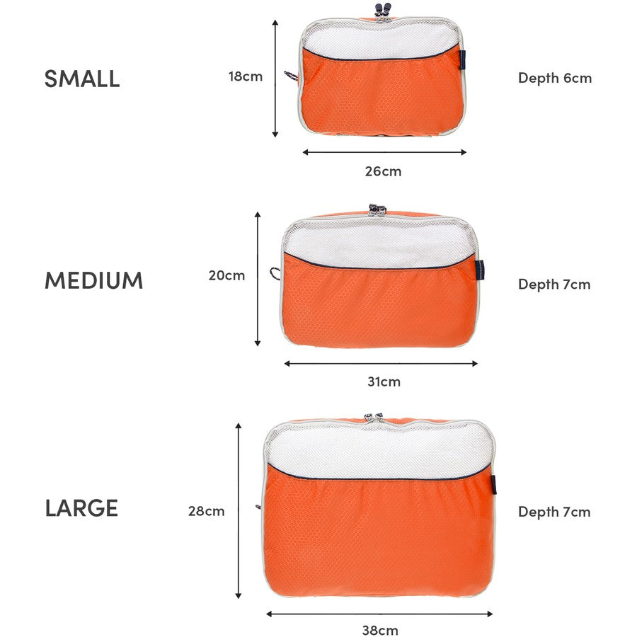 3 Piece Packing Cubes - Orange
