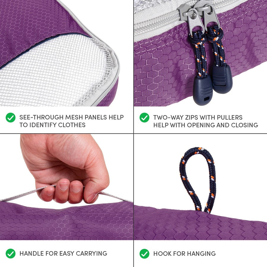 3 Piece Packing Cubes - Purple