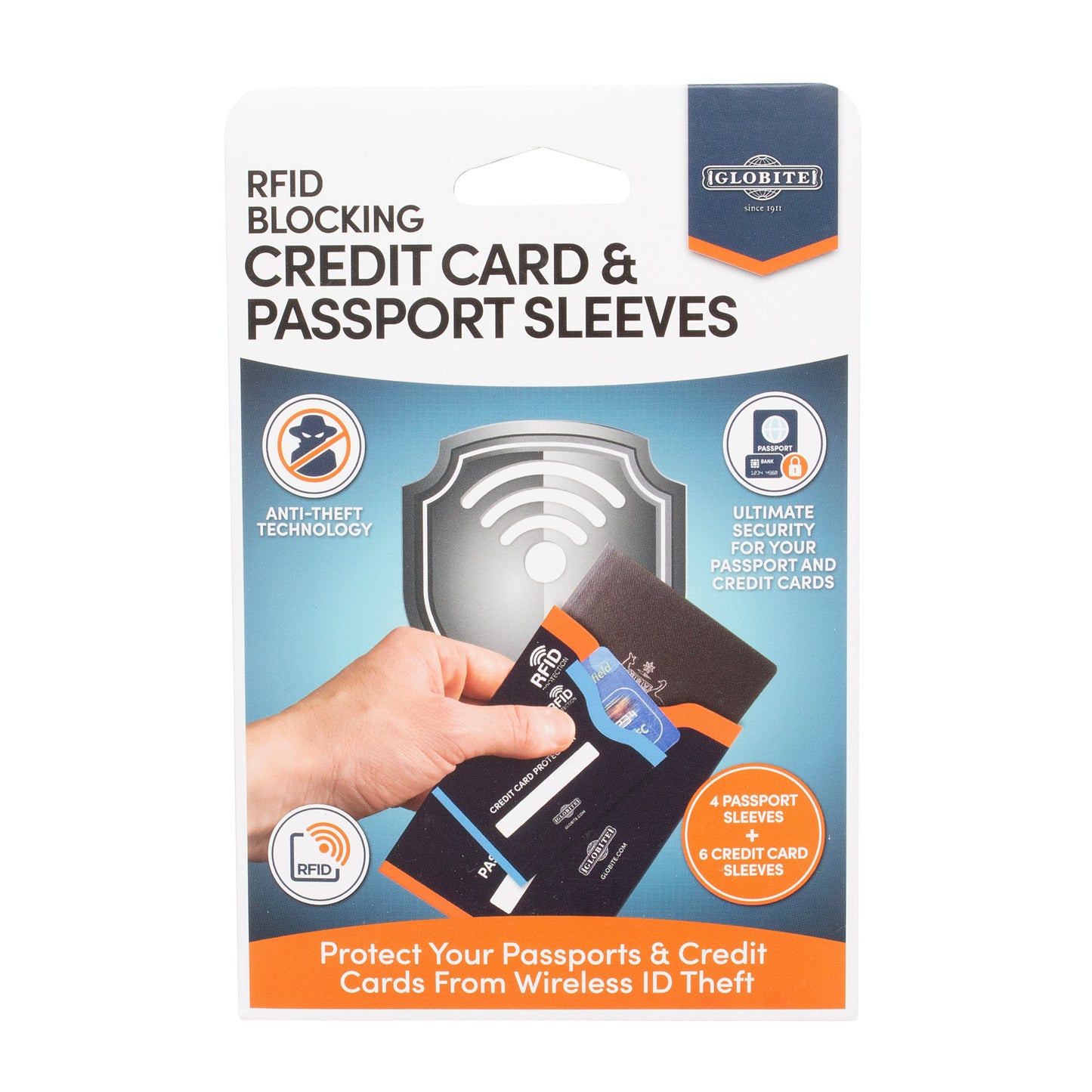 RFID Blocking CC/Passport Protectors 10pk